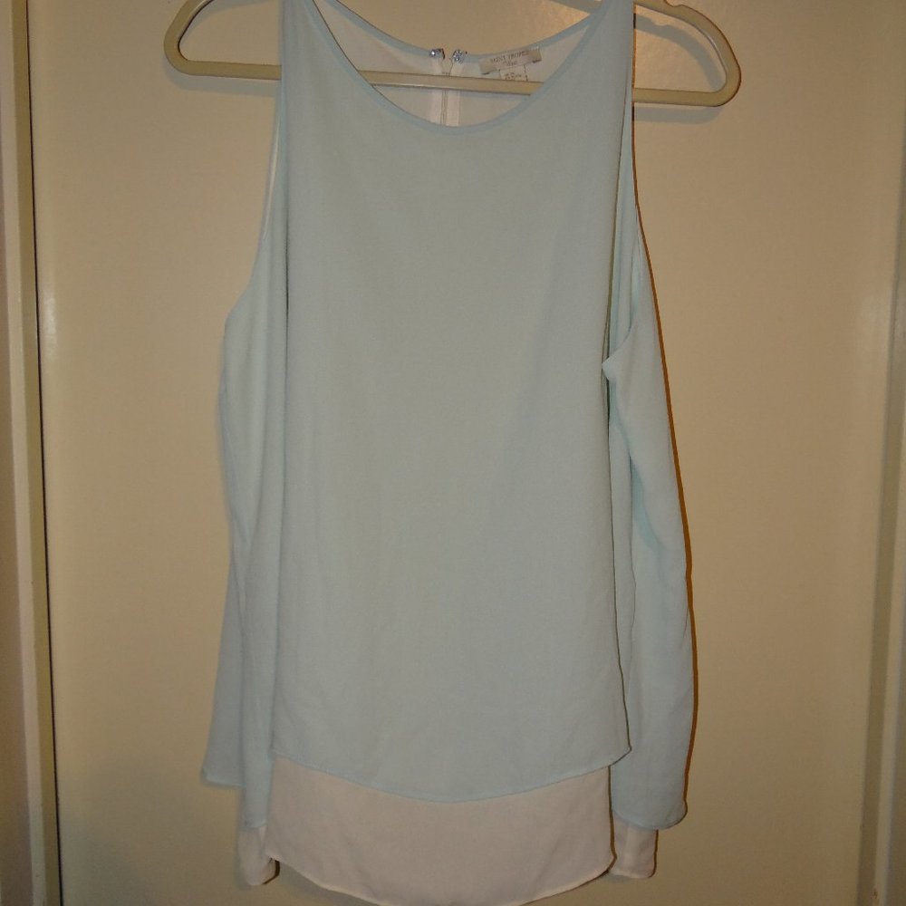 Saint Tropaz West Pale Turquoise/ Cream Layered Tunic Tank